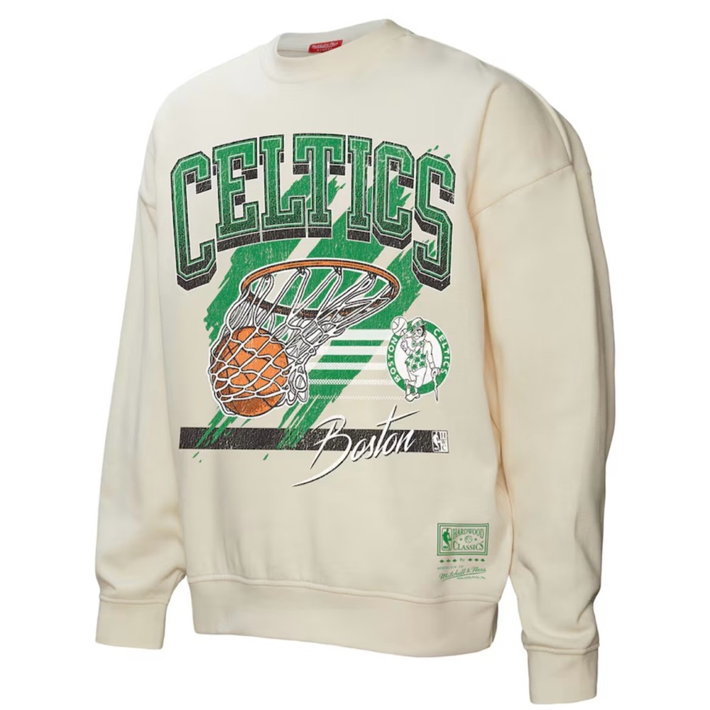 Boston Celtics Cream Crewneck Sweater NWT